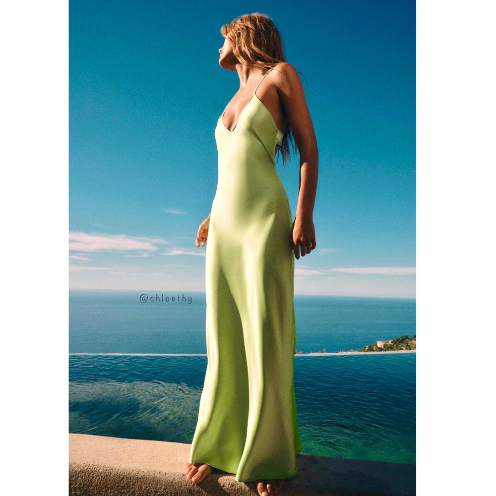 Zara SATIN EFFECT MIDI SLIP DRESS